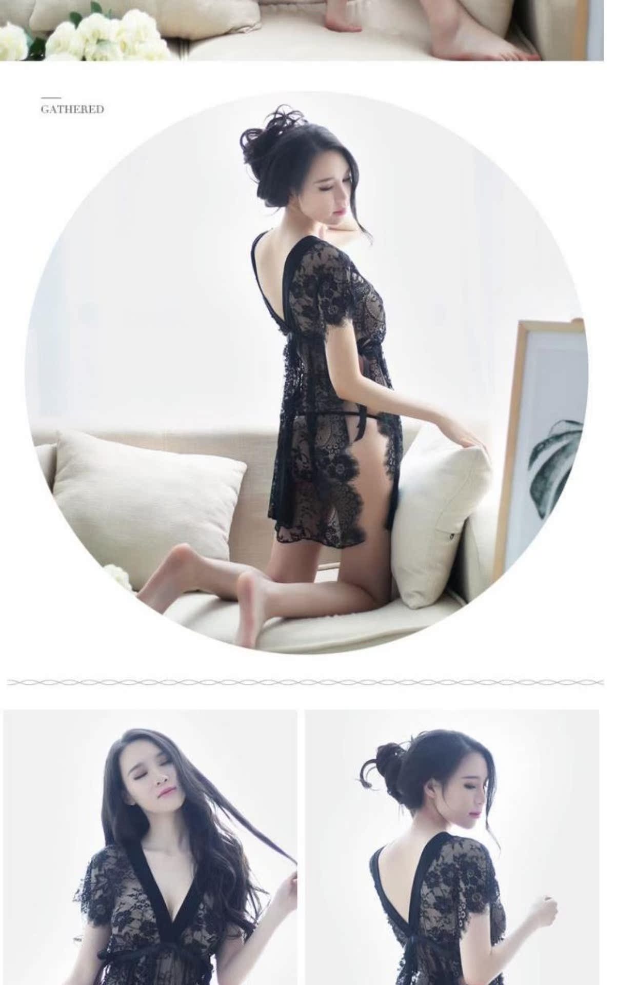 Đồ ngủ gợi cảm nữ mùa hè mặc quần áo ngắn người nóng bỏng quan điểm người lớn nóng mở tập tin trong suốt gạc quan điểm váy ngủ gợi cảm váy cho người trung niên