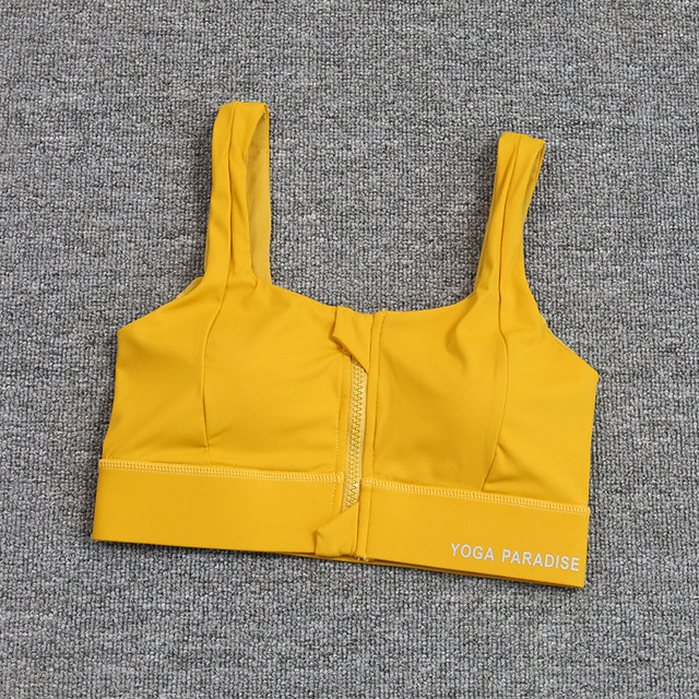 One-piece front zipper sports bra for women without steel rims shockproof running fitness training push-up bra summer new style