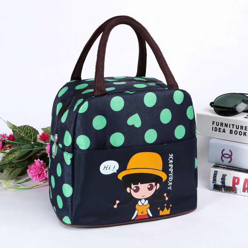 Bento belt bag Student handbag thick Korean version of the fresh cartoon mommy bag hand carry with rice insulation bento bag