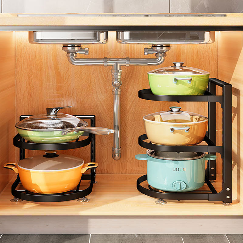 Multi-functional kitchen pot shelf shelf hanging wall cabinet built-in pot storage rack pan adjustable