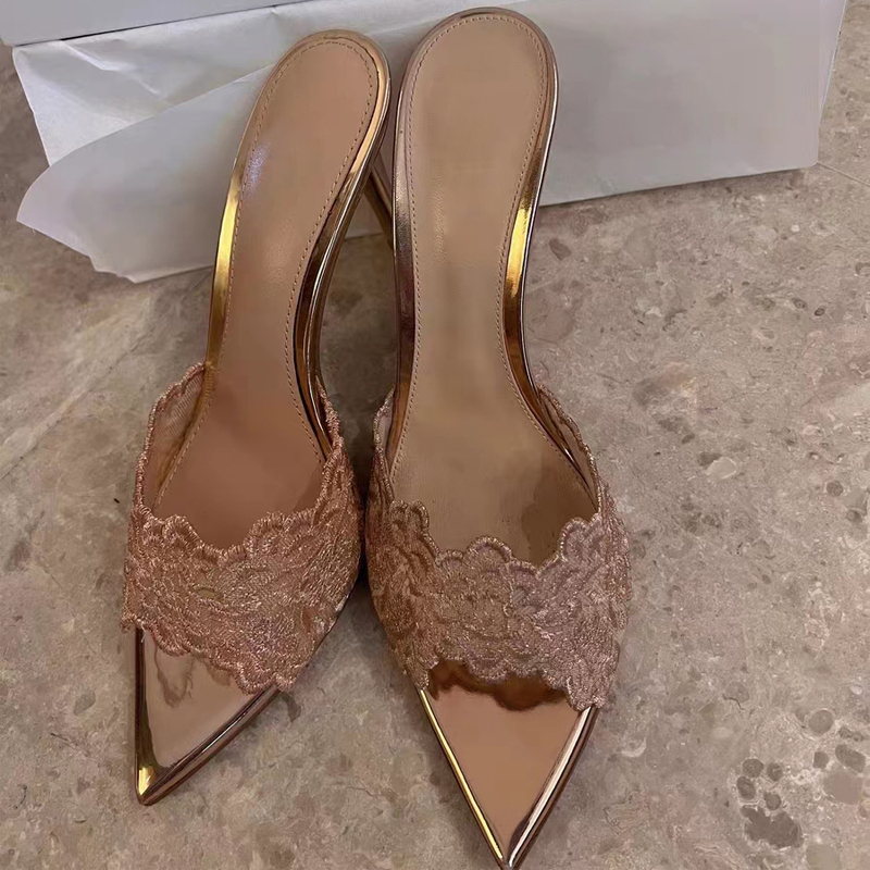 Pointed Toe Banquet High Heels for Women 2026 Summer New Embroidered Stiletto Shoes Champagne Gold Embroidered High Heel Sandals Pointed Toe Banquet High Heels for Women 2026 Summer New Embroidered Stiletto Shoes Champagne Gold Embroidered High Heel Sandals