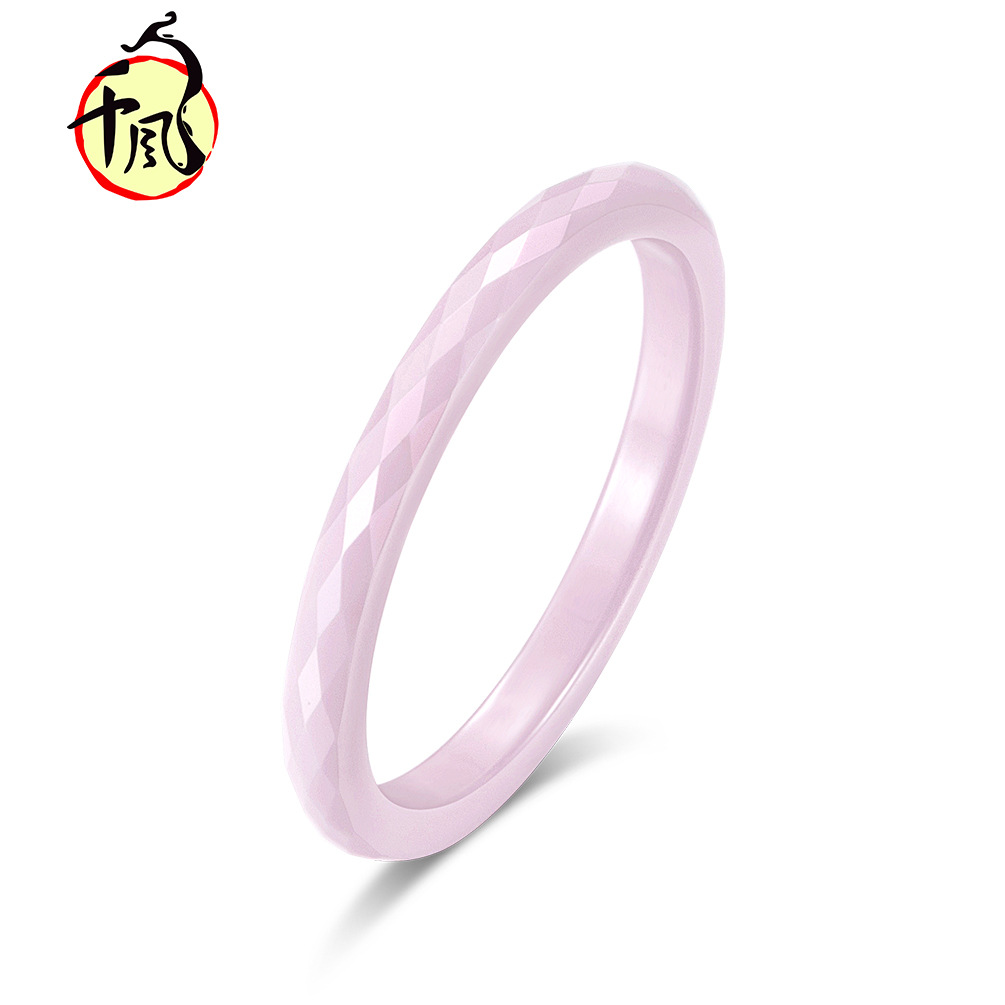 Ceramic diamond lady tail ring elegant pink fashion women's ring cutting turtle surface handdress customized
