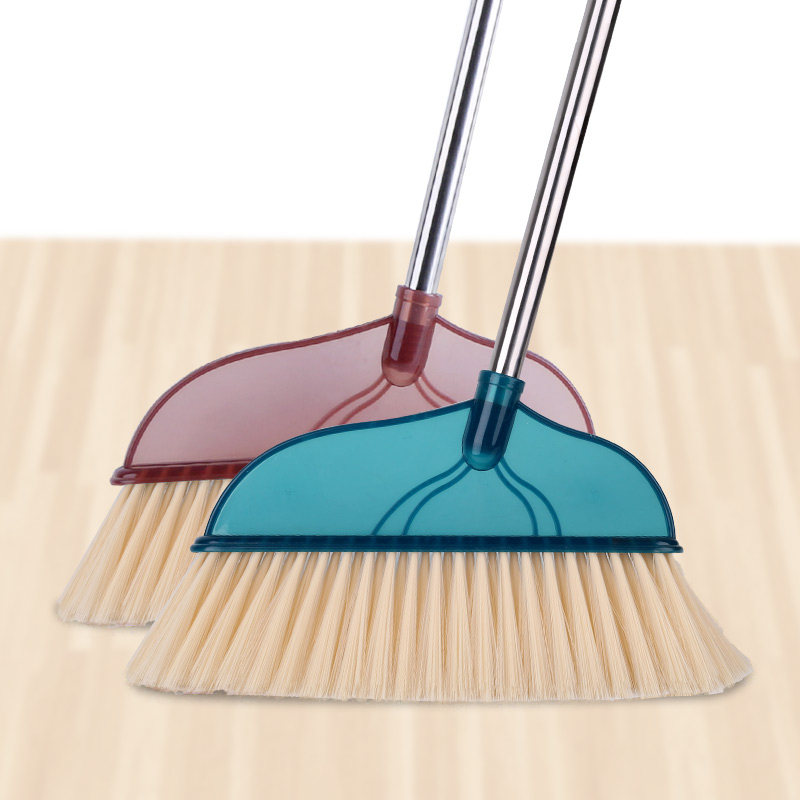 Single sweep broom soft hair sweep broom stainless steel rod large size sweeping broom dustpan suit plastic
