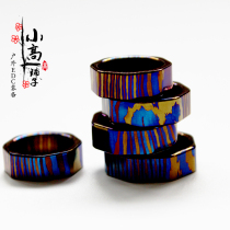 Titanium Horse Leather Eight Corner Type Ring Necklace Necklace Pendant Hanging Ring Ornament EDC Personality Plaything