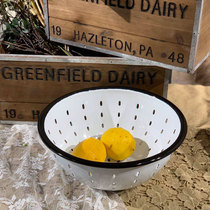 Mori Yuen new product on enamel drain basin nostalgic enamel drain basket hollow wash vegetables and vegetables blue kitchen fruit basket