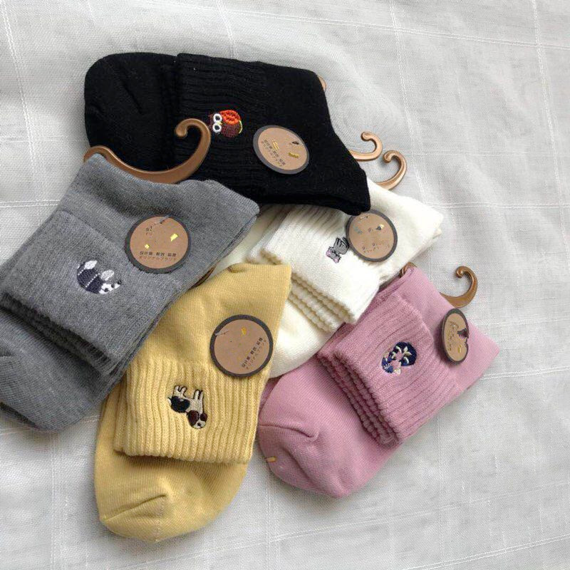 10 cặp thư! [Mỗi đôi động vật thêu là khác nhau] thoải mái cotton thêu ống tinh tế vớ cao cổ