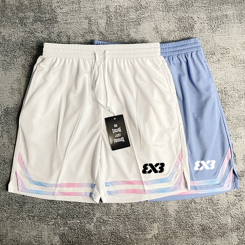 3X3 American Basketball Shorts for Men, Summer Sports Shorts, Quick-Drying, Breathable, Running, Fitness Training Shorts, Below the Knee, Trendy