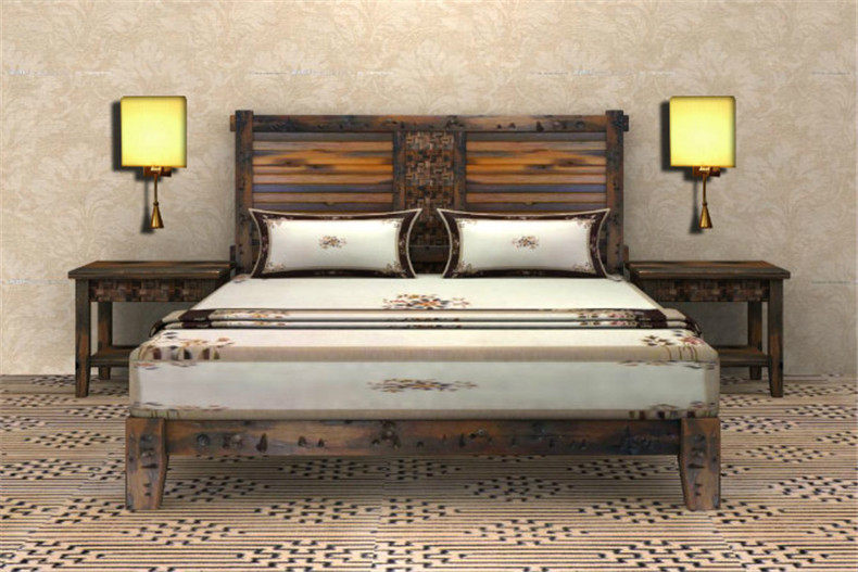 The old ship wood furniture manufacturer direct sale ship wood bed tatami solid wood bed original ecological special price