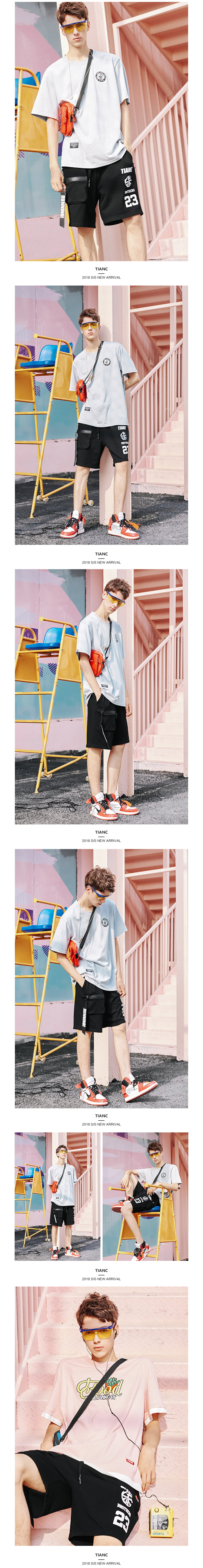 [TIANC Brand Chen He] Quần short in hình thiên tài cổ điển mới quần giản dị năm điểm quần thoải mái # quần short thô nam