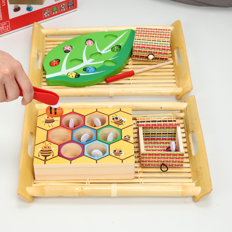 Children Early Education Monteles Puzzle Nursery Fishing Nip toys Magnetic catch ladybug parenting game 1-3 years old