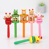 Baby wooden rattle cartoon animal rattle Baby Bell Bell rattle Orff musical instrument toy