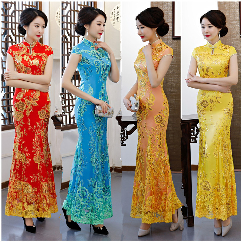 Catwalk Performance Dress, Fishtail Cheongsam, Slim-Fitting Long Wedding Dress, Toast Dress, Bride's Ceremonial Welcome Dress, Plus Size Catwalk Performance Dress, Fishtail Cheongsam, Slim-Fitting Long Wedding Dress, Toast Dress, Bride's Ceremonial Welcome Dress, Plus Size