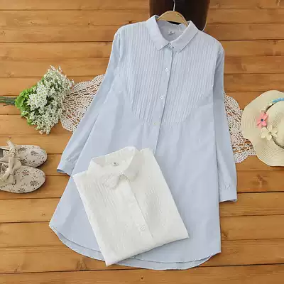 Professional maternity shirt spring and autumn long-sleeved lapel organ pleated temperament generous cotton interview tooling top autumn