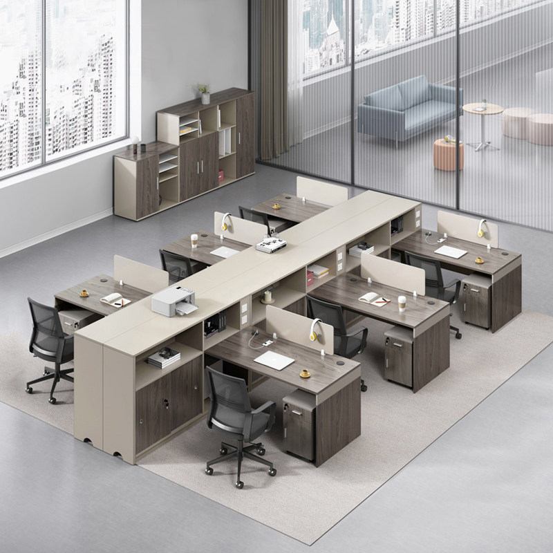 Shenzhou Tiger Financial Desk Staff Desk Chair Combination Brief Modern 4 6 People with Standing Screen Office Furniture