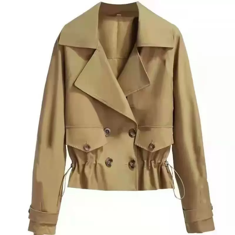 Осенний короткий жакет, trench coat, свободный крой, для подростков, корейский стиль