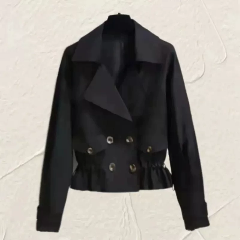 Осенний короткий жакет, trench coat, свободный крой, для подростков, корейский стиль