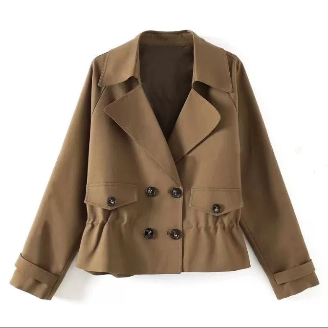 Осенний короткий жакет, trench coat, свободный крой, для подростков, корейский стиль