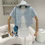 Короткий плетеный летний элегантный лонгслив, кардиган, куртка, свободный крой, коллекция 2021
