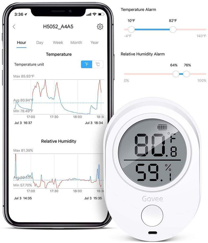 Govee Bluetooth temperature and humidity meter mobile phone software wireless data recording is exported with alarm thermometer hygrometer