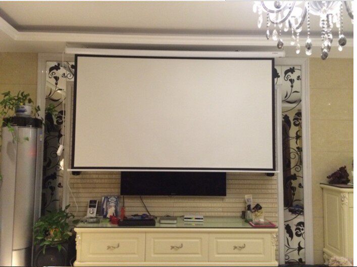 Remote control electric curtain set to make 300 inch 4:316: 9 large engineering curtain cloth projector screen background wall cloth