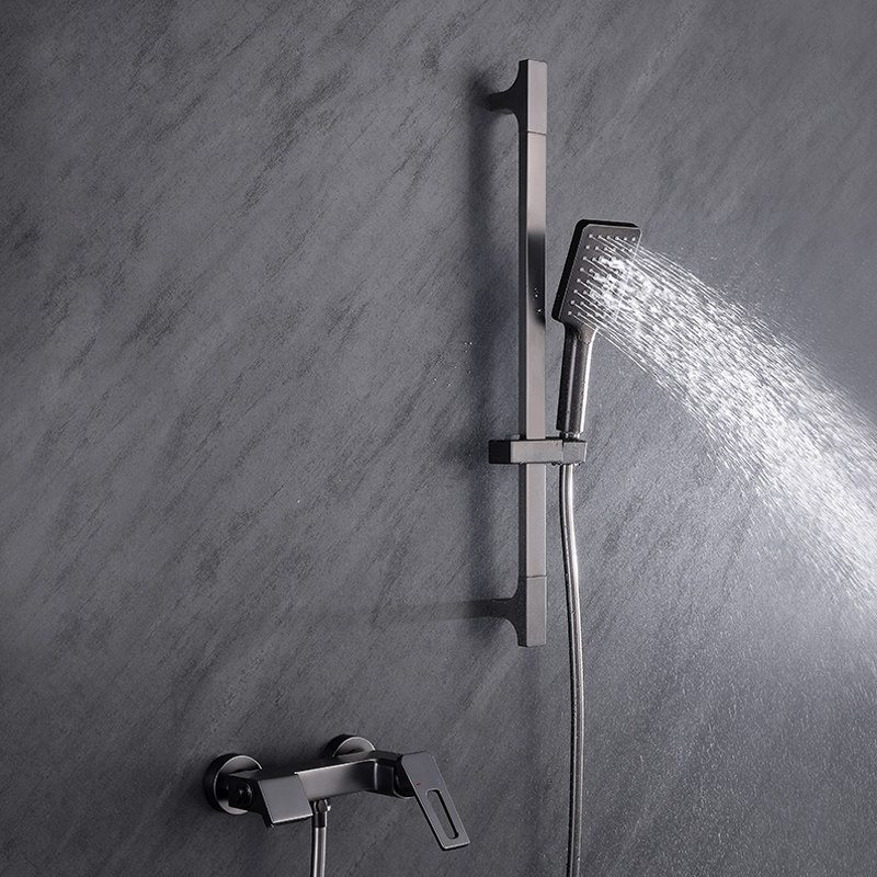 Exit Germany Standard gun grey full copper bath shower shower head hot and cold water mixing valve into wall Easy spray head