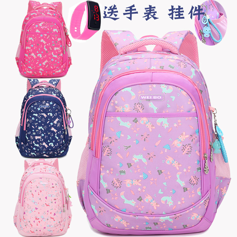Cute elementary school bag 2-3-6 grade girl waterproof rear shoulder bag children light shoulder bag big number travel bag 4