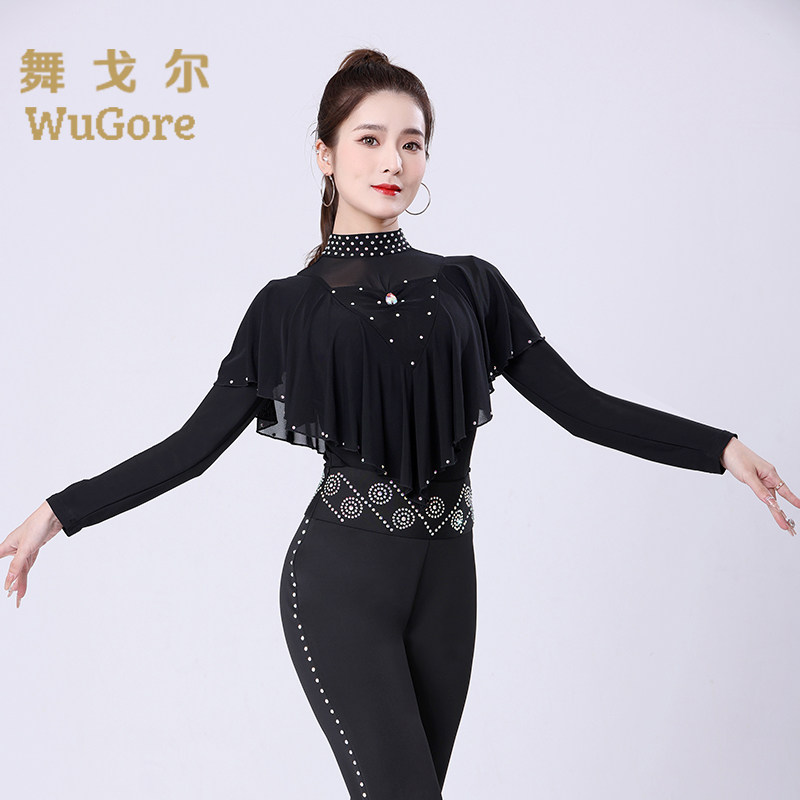 Lady Morden dance blouses new fashion Latin dance ballroom blouse national standard dance long-sleeved adult dancing costumes-Taobao
