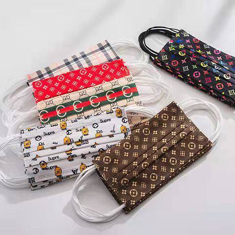 Net red tide brand v mask disposable female goddess fashion printing pattern independent summer anti-dust dust-proof breathable thin section