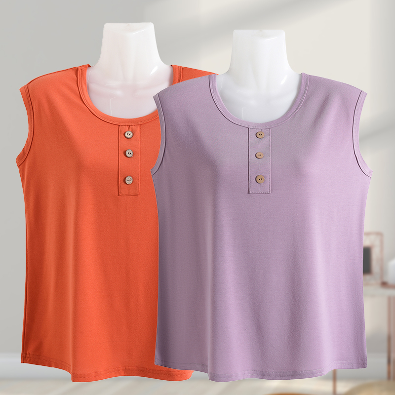 Modal Vest for Middle-Aged and Elderly Women, Summer Wide-Shoulder Loose Sleeveless T-Shirt, Large Size Base Shirt
