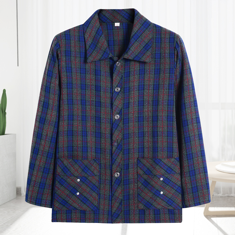 Middle-Aged Mother's Spring and Autumn Long-Sleeved Shirt, Plaid Outerwear for Women, Large Size Cardigan Shirt for Middle-Aged and Elderly Women Middle-Aged Mother's Spring and Autumn Long-Sleeved Shirt, Plaid Outerwear for Women, Large Size Cardigan Shirt for Middle-Aged and Elderly Women