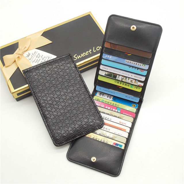 Bank credit card bag simple business thin section multi-card men and women put card holder Korean buckle card holder vertical section