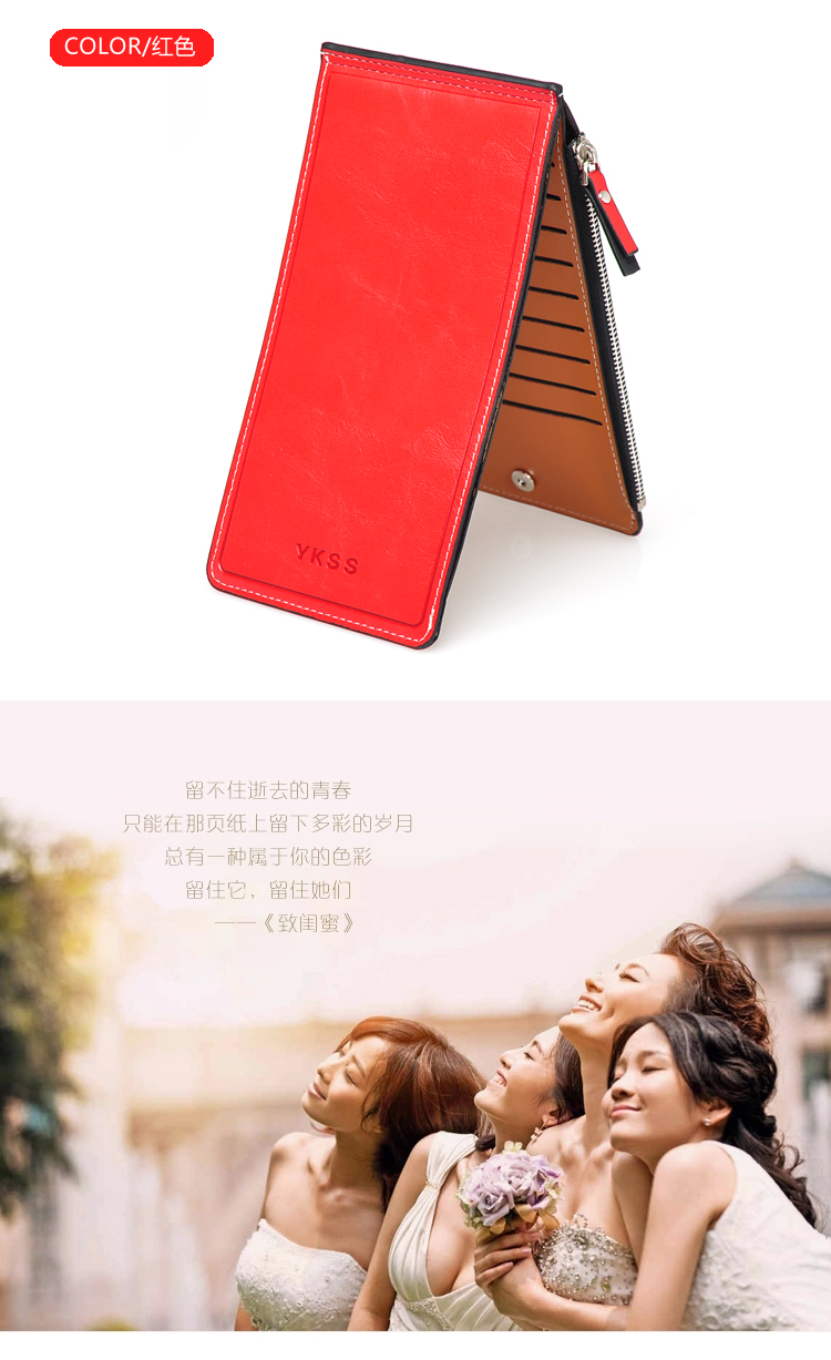 2019 kinh doanh đa chức năng gói thẻ unisex dài đa thẻ chủ thẻ siêu mỏng túi xách dây kéo ví bóp nữ