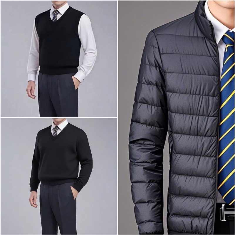 Must-Have Item: Black Wool Sweater with Low V-Neck, Cardigan with V-Neck, Black Lightweight Jacket