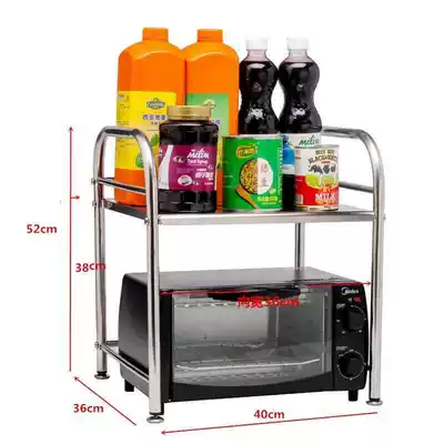 Stainless steel kitchen rack 2-layer microwave oven rack oven rack two-layer storage storage seasoning tank rack pot shelf