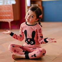 Girl Underwear Suit Pure Cotton Female Baby Cotton Sweatshirt Spring Autumn Girl Sleeping Clothes Han Edition Children Autumn Clothes Autumn Pants Full Cotton