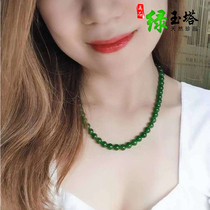 Natural and Athleta jade Necklace and Tian Yumao clothing chain Beyyu spinach green Buddha pearl hand string of sun green necklace bead chain