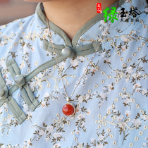 Natural South Red Pendant 18K Gold South Red Agate Necklace Jade Pendant South Red Baoshan Cherry Red Pendant Woman