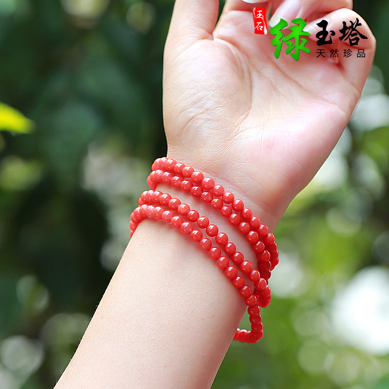 Natural South Red Necklace South Red Sweater Necklace South Red Hand Strings 108 Buddha Beads Candied Pearl Real Products Yunnan Baoshan Handmade