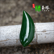 Hetian jade ring noodles and Tian Jasper naked stone full color spinach green oil ring noodles