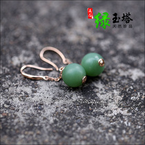 18K Rose Gold Inlaid and Tian Beyu Powder Green Round Pearl Earrings 18k Gold Inlaid Jade Earrings Earrings Earrings Earrings