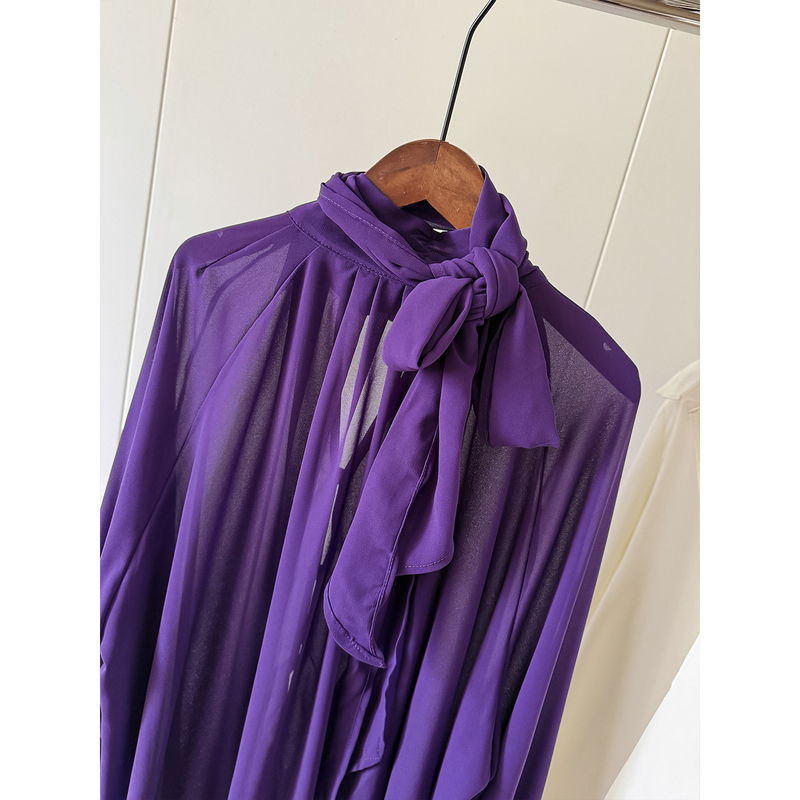 Richer Than Lavender Purple ~ Niche Pure Victorian-Style Retro Lace-Up Shirt with a Draping Effect Richer Than Lavender Purple ~ Niche Pure Victorian-Style Retro Lace-Up Shirt with a Draping Effect