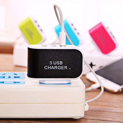 Multifunction 3-mouth USB charger one tug three hair light Apple plug Android mobile phone universal multi-port charging head