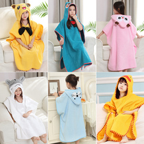 Childrens bath towel Cloak with cap Pure cotton absorbent quick-drying towel Bathrobe Swimming men and women can wear special childrens summer thin