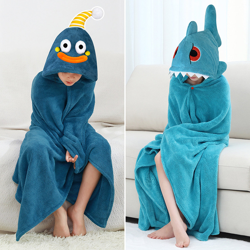Children's Bath Towel Poncho Bathrobe Can Be Worn 2025 New Model More Absorbent Than Cotton Quick-Drying Special for Male Students for Swimming and Bathing