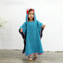 Pure cotton cartoon childrens bathrobe Bath towel cloak with cap Soft absorbent baby beach towel cloak cute home clothes