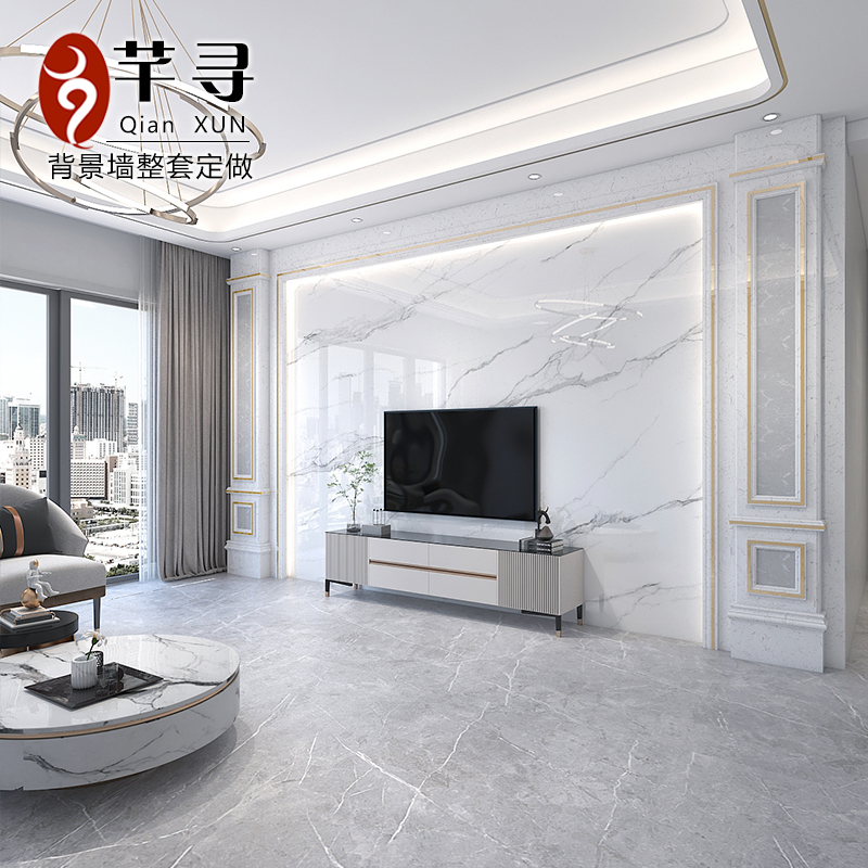 Slate Tv Background Wall Tiles Modern Simple Accessible Luxury Living Room Marble Popular Large Board Film and Television Wall Decoration