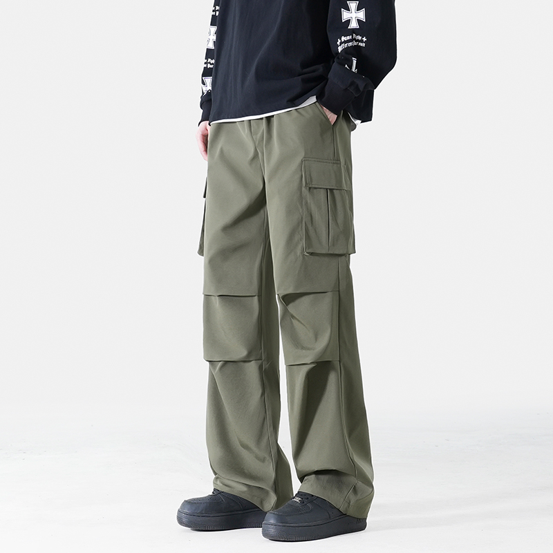 American functional paratroopers men's clothing pants men's autumn winter plus suede thickened warm-tide cards loose straight-barrel casual pants-Taobao