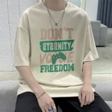 Хлопковая шелковая футболка с коротким рукавом, в американском стиле, 240 грамм, подходит для подростков