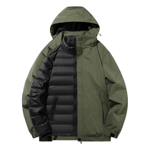 Goose Down Liner Submachine Clothing Jacket Mens Autumn Winter Windproof Waterproof Mountaineering Suit Three-in-one Detachable Down Jacket
