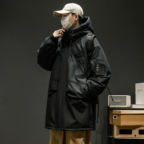 Мужской зимний пуховик, дорожный длинный лыжный утепленный лыжный костюм, куртка, средней длины